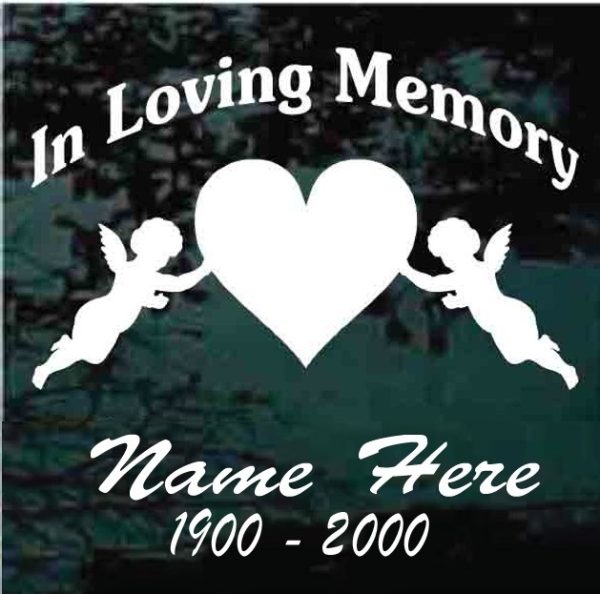 In Loving Memory Cherubs and Heart Decal Sticker For cars and trucks