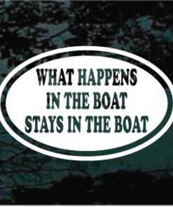 What Happens in the boat stays oval decal sticker for cars and trucks