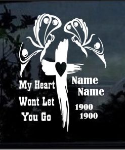 In Memory Butterfly Cross Decal Sticker