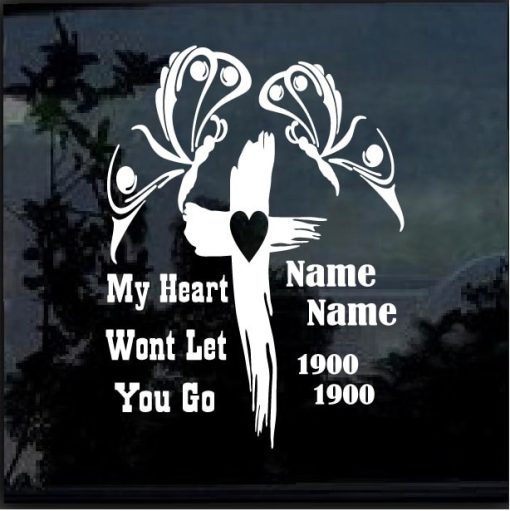 In Memory Butterfly Cross Decal Sticker