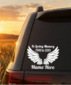 In Loving Memory Angel Wings A2 Decal Sticker