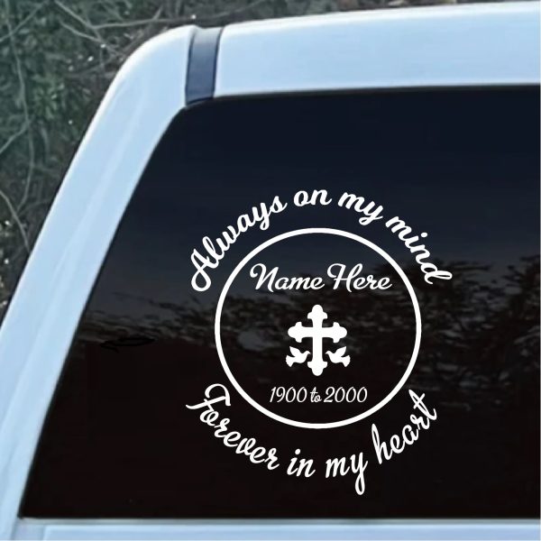 In Loving Memory Cross Dove Round Decal Sticker