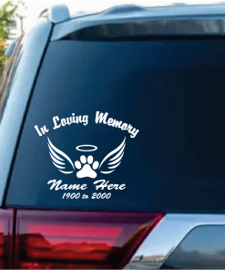 In Loving Memory Paw Print Halo Wings Decal Sticker