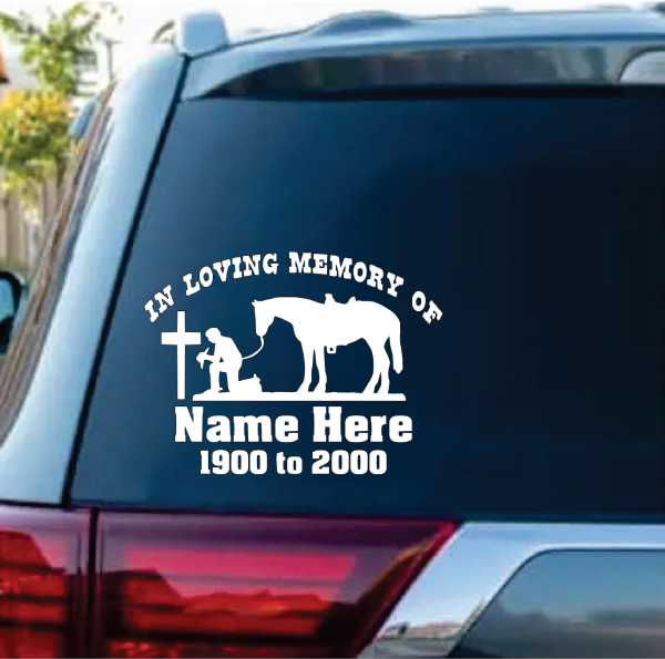 In loving memory decal cowboy cross