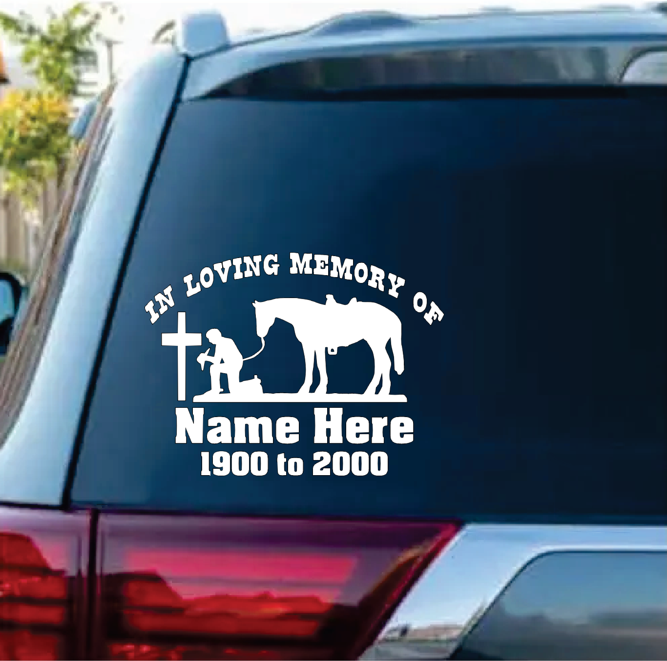 In loving memory decal cowboy cross