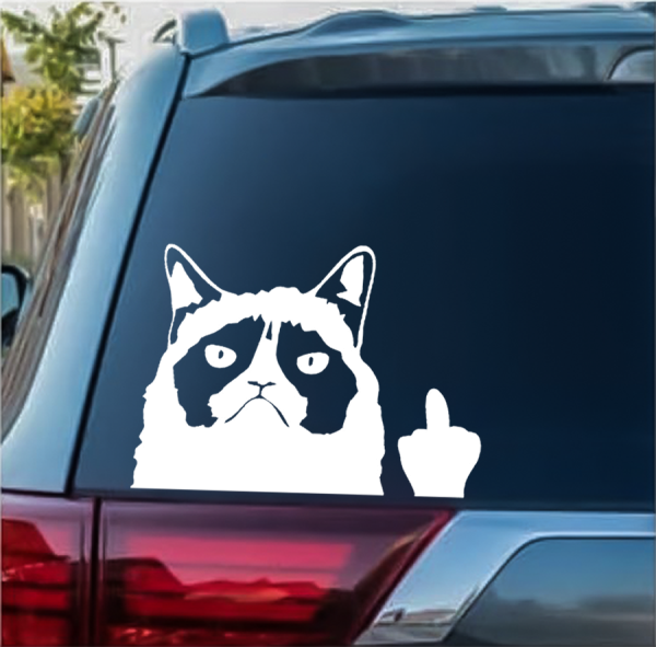Grumpy Cat Flipping Bird window decal Sticker