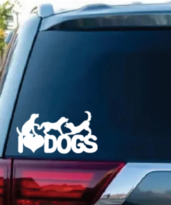 I Love Dogs - Dog Window Decal Sticker