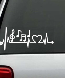 Music Notes Heartbeat love Window Decal Sticker
