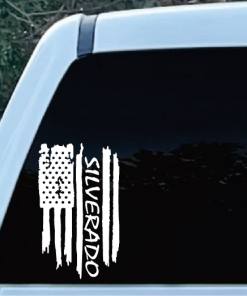 Chevy Silverado Weathered Flag Window Decal Sticker