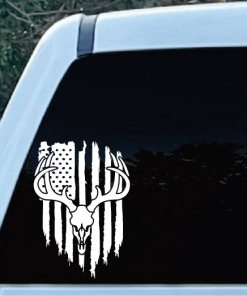 Deer Skull Hunting Flag Window Decal Sticker