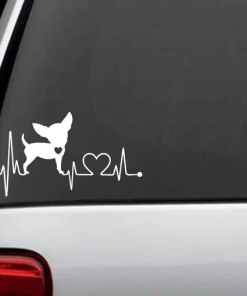 Chihuahua Heartbeat Love - Dog Window Decal Sticker