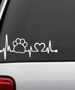 Paw Print Heartbeat Love - Dog Window Decal Sticker