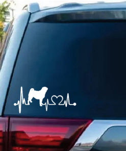 Pug Heartbeat Love - Dog Window Decal Sticker