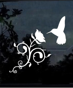 Hummingbird and Rose Flower window decal Sticker
