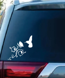 Hummingbird and Rose Flower window decal Sticker