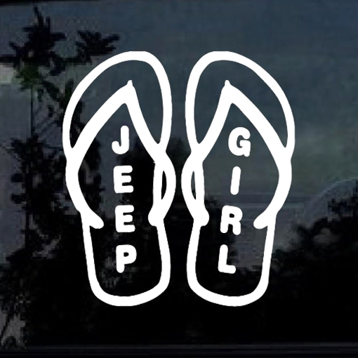 Jeep Girl Flip Flops Window Decal Sticker for Jeeps