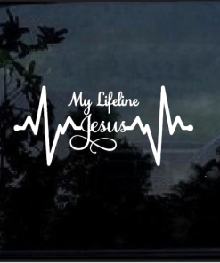 Jesus is my Lifeline Heartbeat Christian stickers for your car and truck