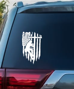 Lineman Weathered Flag Decal Sticker