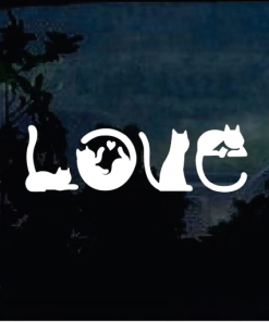 Love Cats Silhouette Window Decal Sticker