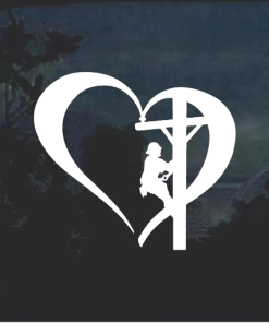 Love my Lineman Electrician Heart Window Decal Sticker