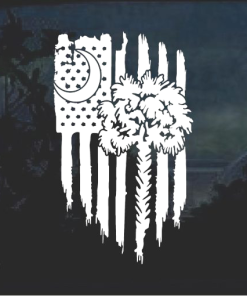 Truck Decal Sticker - South Carolina Palmetto Weathered Flag