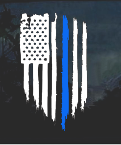 Blue Line Weathered Flag Decal Sticker