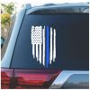Thin Blue Line Weathered American Flag Decal Sticker