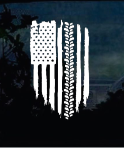 Truck Decal Sticker - American Flag Weathered flag tire tread