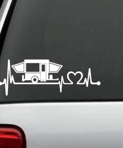 Pop Up Camper Heartbeat Love Truck Decal Sticker