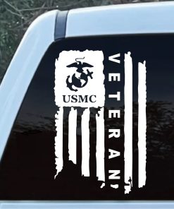 USMC Marines Veteran EGA Weathered Flag Sticker