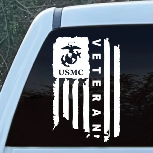 USMC Marines Veteran EGA Weathered Flag Sticker