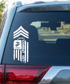 Usmc Combat Veteran Sgt Weathered Flag Decal Sticker