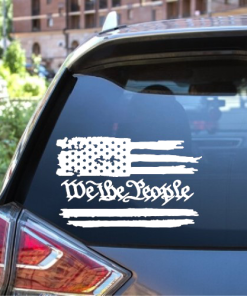 Truck Decal Sticker - We the People Weathered American Flag