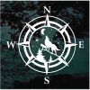 Wolf howling Compass window decal sticker for cars and trucks