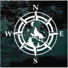 Wolf howling Compass window decal sticker for cars and trucks