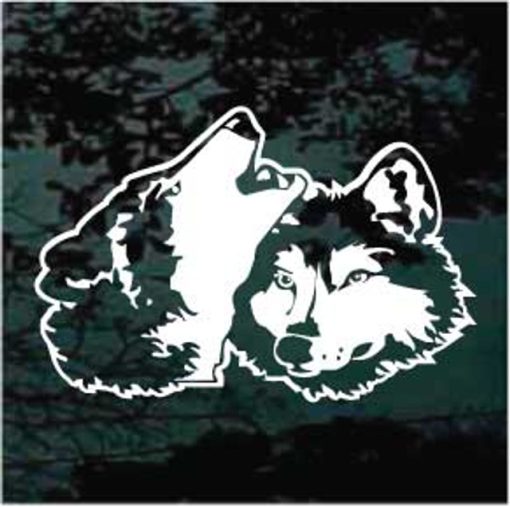 Wolf howling pair window decal sticker for cars and trucks