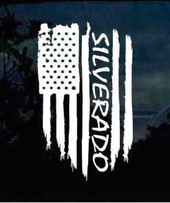 Chevy Silverado Weathered Flag Chevy window decal sticker