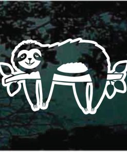 cute sloth on branch window decal sticker