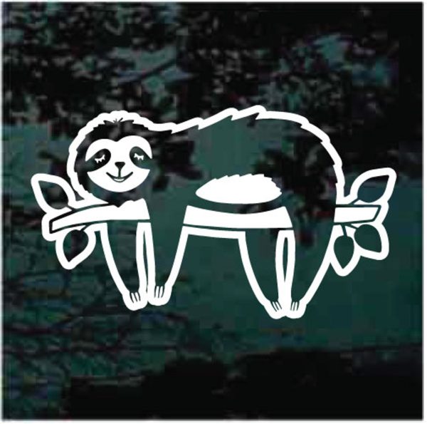 cute sloth on branch window decal sticker