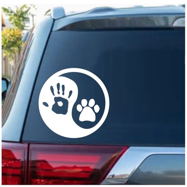 dog paw human yin yang decal sticker