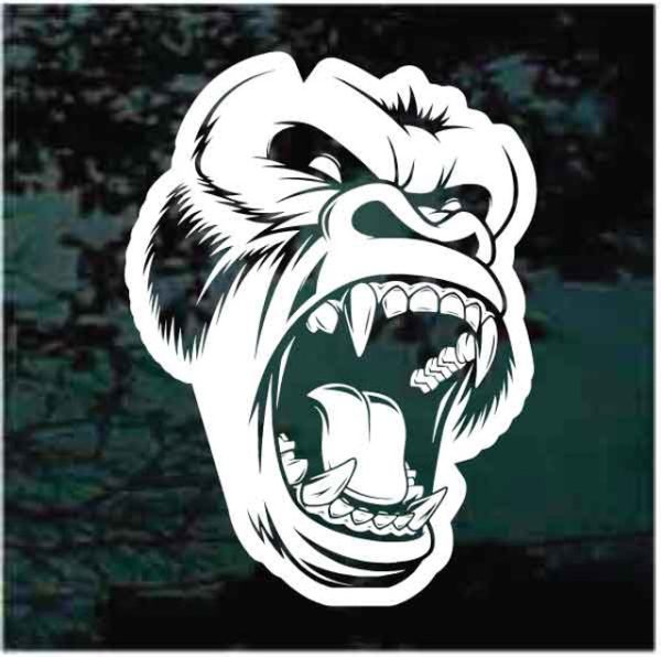 Gorilla head window decal sticker for cars and trucks