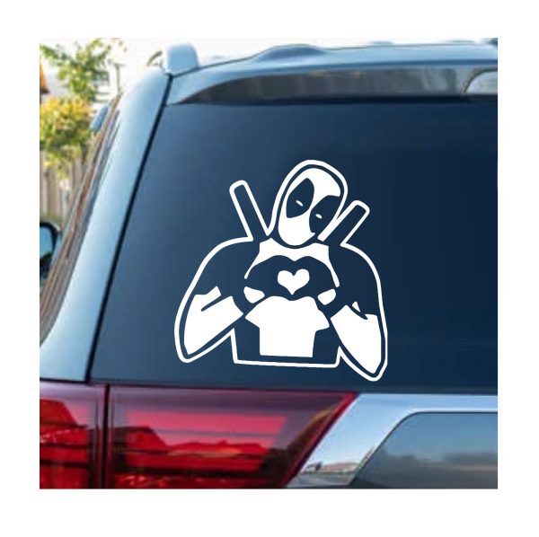 Deadpool Heart Window Decal Sticker For your car and truck