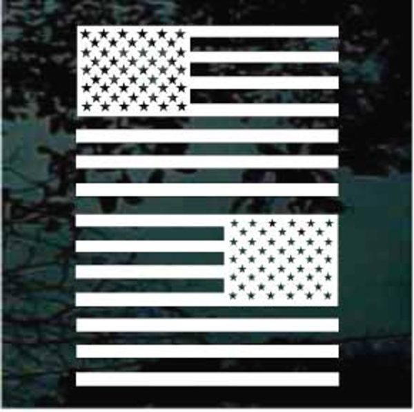 American Flag set of 2 reversing window decal stickers for cars and trucks