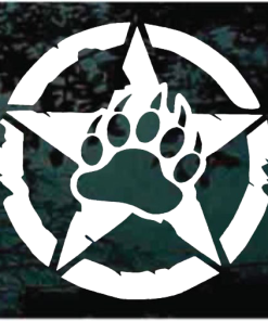 Bear Paw Weathered Star Decal Sticker