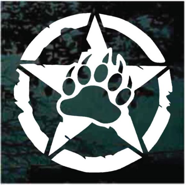 Bear Paw Weathered Star Decal Sticker