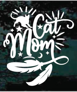 Cat Mom Feathers Decal Sticker