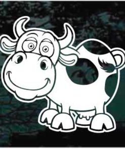 Cow Cartoon Smiling Decal Sticker