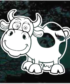 Cow Cartoon Smiling Decal Sticker