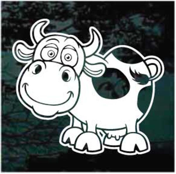 Cow Cartoon Smiling Decal Sticker