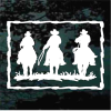 Cowboy and Horses Riding Framed Decal Sticker
